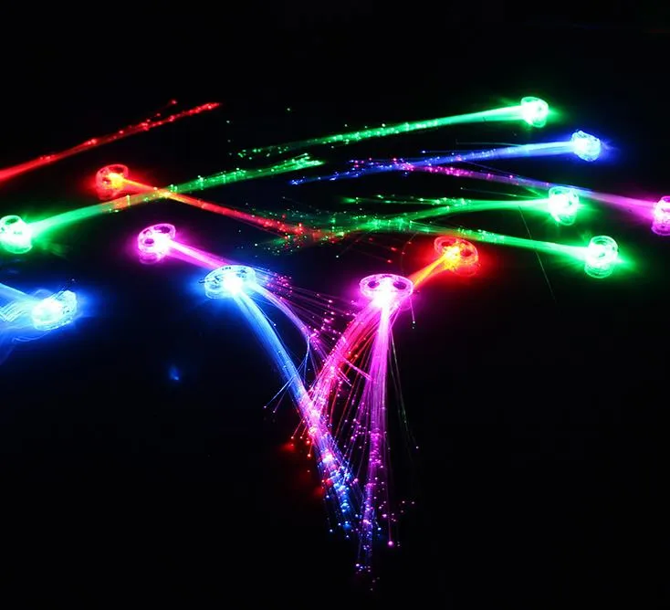 LED Color Flash Trança Light Up Fibra Tranças Extensão de cabelo Discoteca Boate Concerto Dança Festa Rock Adereços de atmosfera FAVORES
