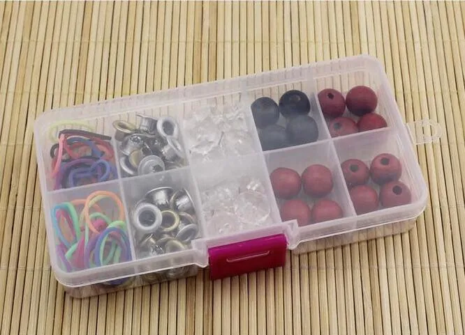 10 Slots ajustável Jóias Tool Box Organizer Armazenamento Beads Box jóias encontrar caixas PP Plastic Packaging Boxes 13 * 6.5 * x2.3cm