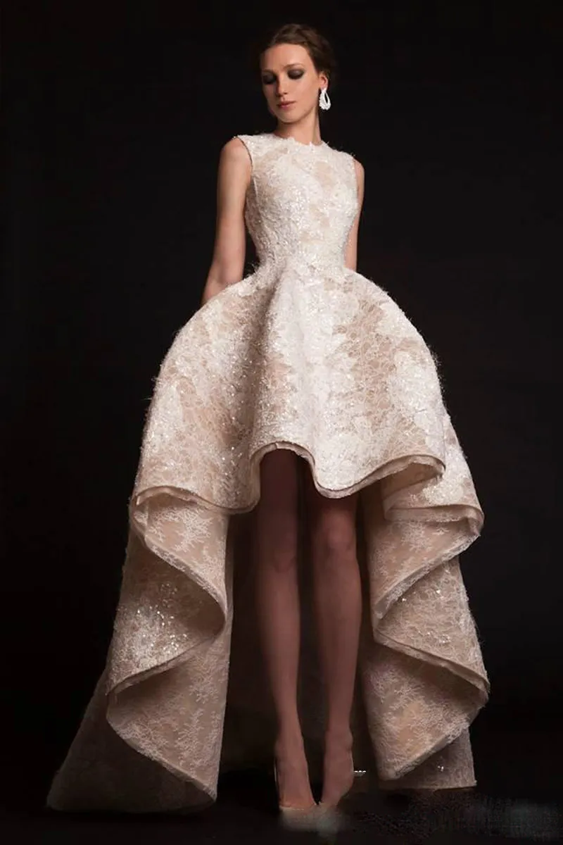 2018 Nowy Krikor Jabotian Suknia wieczorowa Neckline Hilo Ruffles Prom Dresses Organza Aplikacje Kwiat Sukienka Stylowa Suknia Balowa