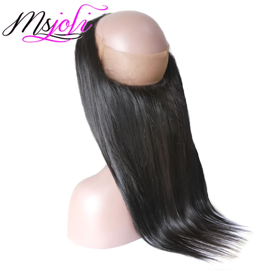 9A Peruvian virgin human hair straight 360 lace frontal with 3 bundles natural color beauty unprocessed hair by msjoli