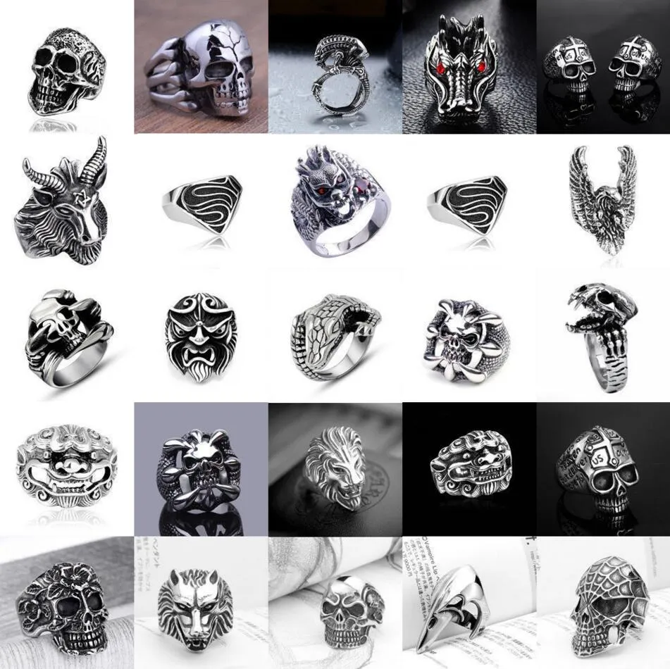 Gratis verzending - heren rvs populaire nieuwe stijl selling fashion cool gothic punk fietser vinger ringen sieraden + gratis geschenk