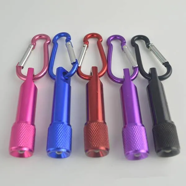 Portable Mini LED -ficklampan Keychain Aluminium Alloy Torch med karabiner Ring Keyrings LED Mini ficklampa Minilight 4781530