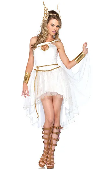 Ladies Greek Goddess Cosplay Costume Adult Fancy Dress White Fairy Halloween Stage Party Outfits With Headband