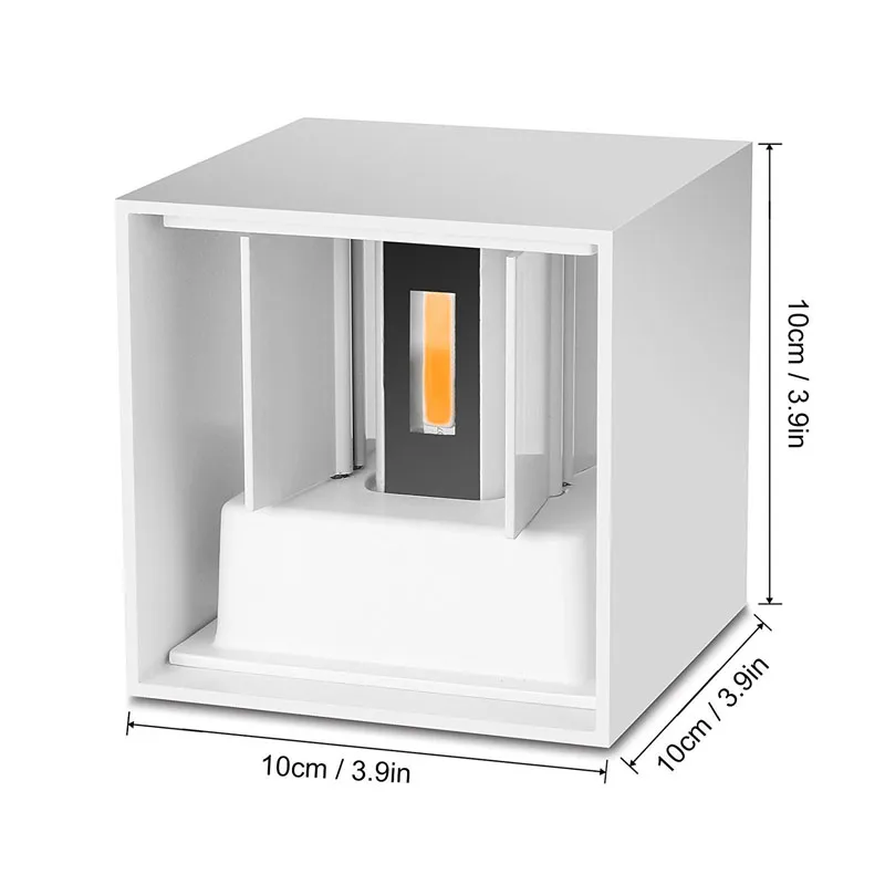 مصباح جدار LED مقاوم للماء 7W 12W لأعلى ولأسفل ضوء الجدار في الهواء الطلق IP65 Surface Cube Lighting للديكور المباني 85-265VAC