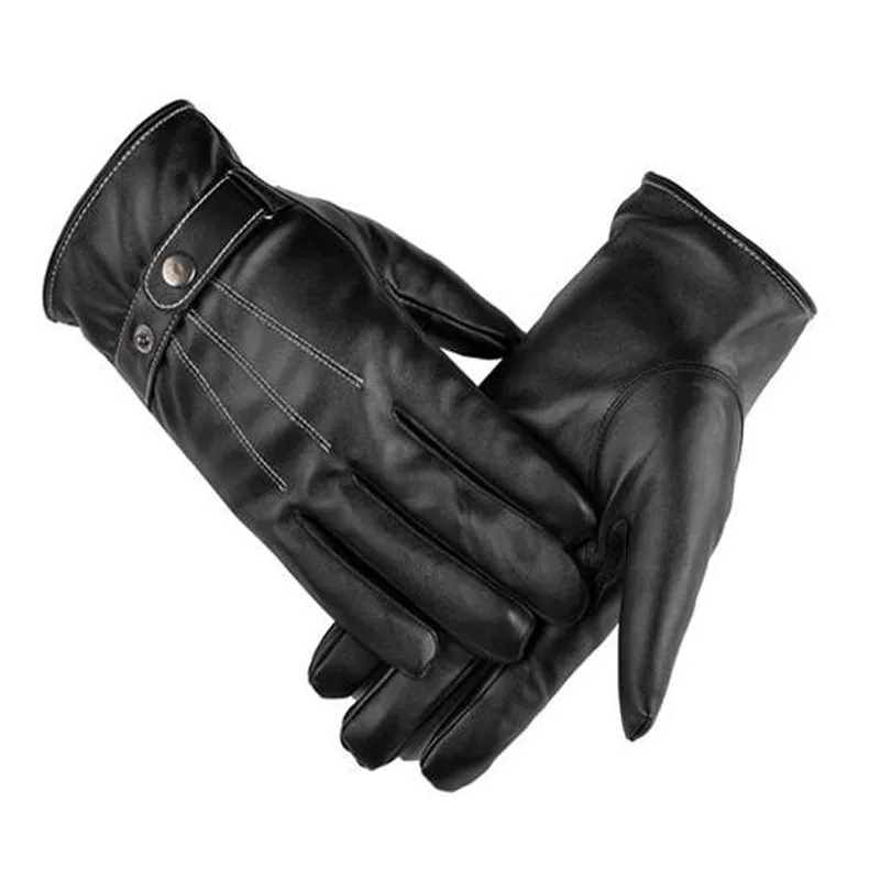Windproof Men Black Leather Motorcycle Biker Cycling Touching Gloves Winter Warm Full Finger Waterproof Touch Screen Gloves for Phone Tablet