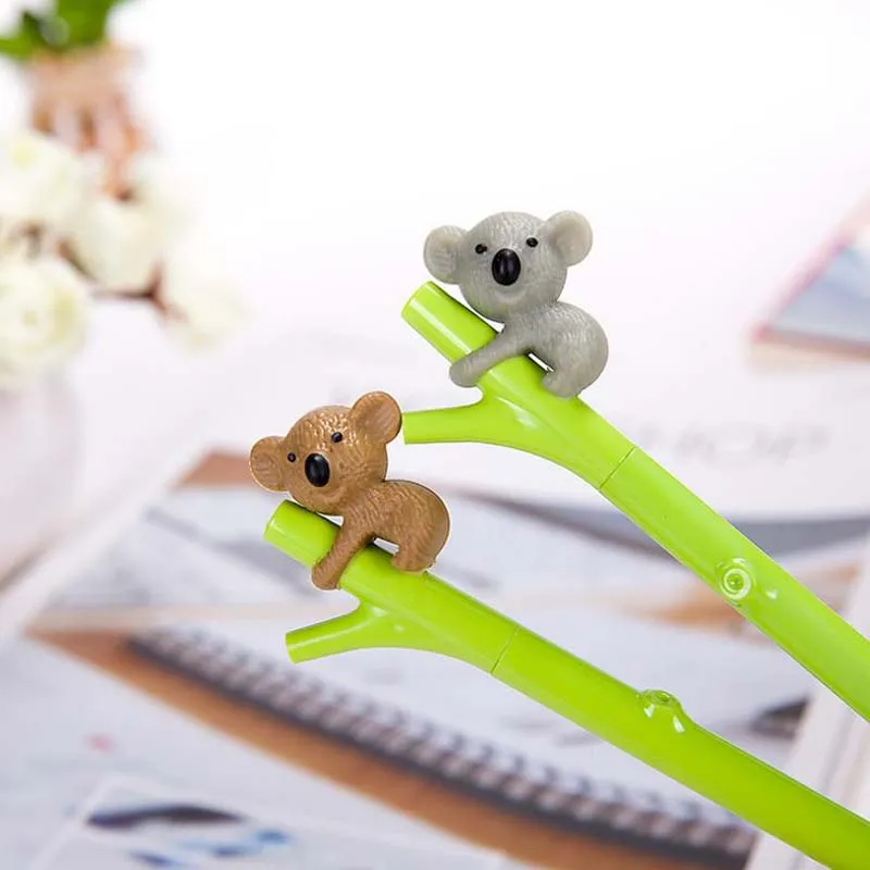 New 25Pcs Cute Koala Bear Gel Pen for Writing 0.5mm Roller Ball Black Color Pen Office Kawaii Stationery Accessories School Supplies
