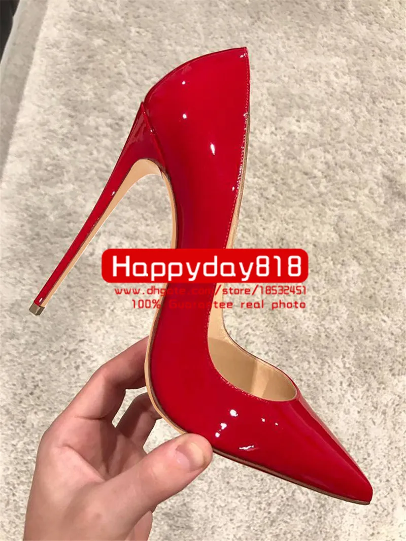 캐주얼 디자이너 섹시한 아가씨 패션 여성 신발 빨간색 특허 가죽 뾰족한 발가락 Stiletto 스트리퍼 하이힐 댄스 프로듀스 이브닝 펌프 부츠 콘 뒤꿈치 120mm 큰 크기 44