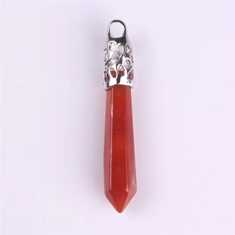Carneool ketting rood agaat kristal punt hanger verzilverd Indiase stijl edelsteen mannen sieraden natuursteen rauwe helende stenen charme