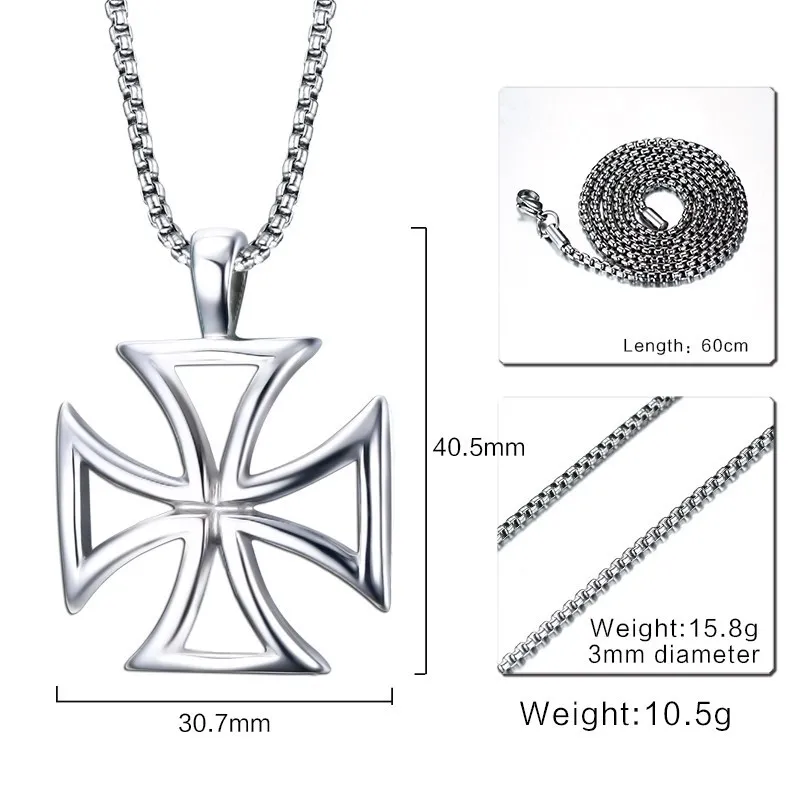 Mens Ketting Rvs Vintage Hollow Maltese Iron Cross Hanger Ketting Knights Templar Cross Mode-sieraden PN-722