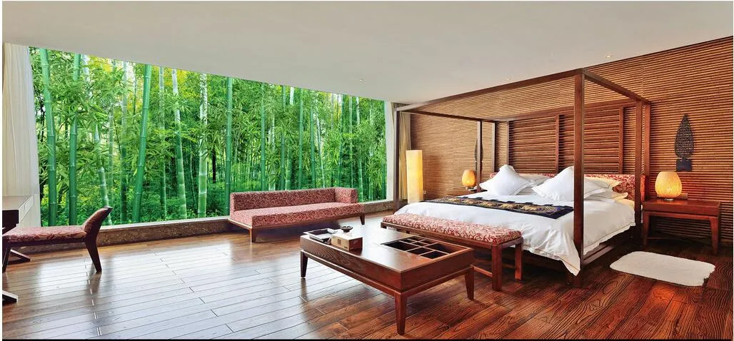 3D -rum Bunkaer Anpassad väggmålning Po Panoramic Natural Scenery Bamboo Forest Landscape Painting 3D Wall Murals Wallpaper för väggar 2945857