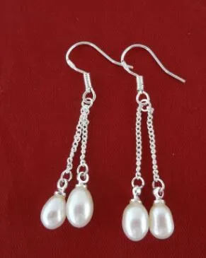 Selling pearls eardrop 7 mm M pearl white purple pink pearl earrings wholesale