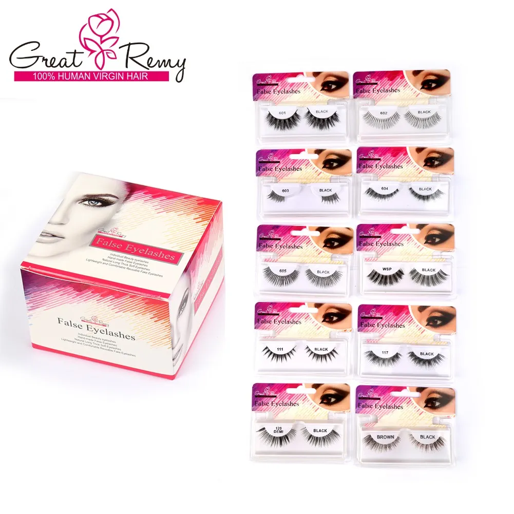 Greatremy Separate Package Hand-Made Eyelashes Lightweight and Comfortable Reusable Black and Brown Travel False Eyelashes