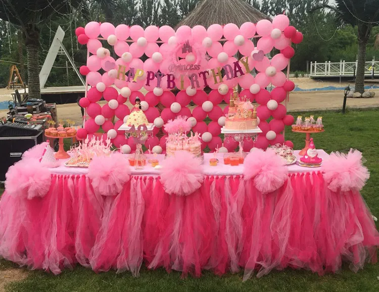 Table de fête d'anniversaire de mariage jupe Tutu en Tulle 2017 sur mesure 91.5*80 cm mode décoration de la maison jupe de Table nappe de fête de Festival de vacances