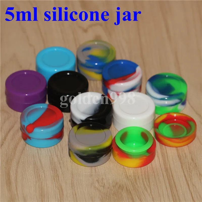 Wholesale 5mL 7mL Non-stick Silicone Jar Dab Wax Containers For Wax Silicone Jars Concentrate Case 6 in 1 Pass FDA &LFGB Test