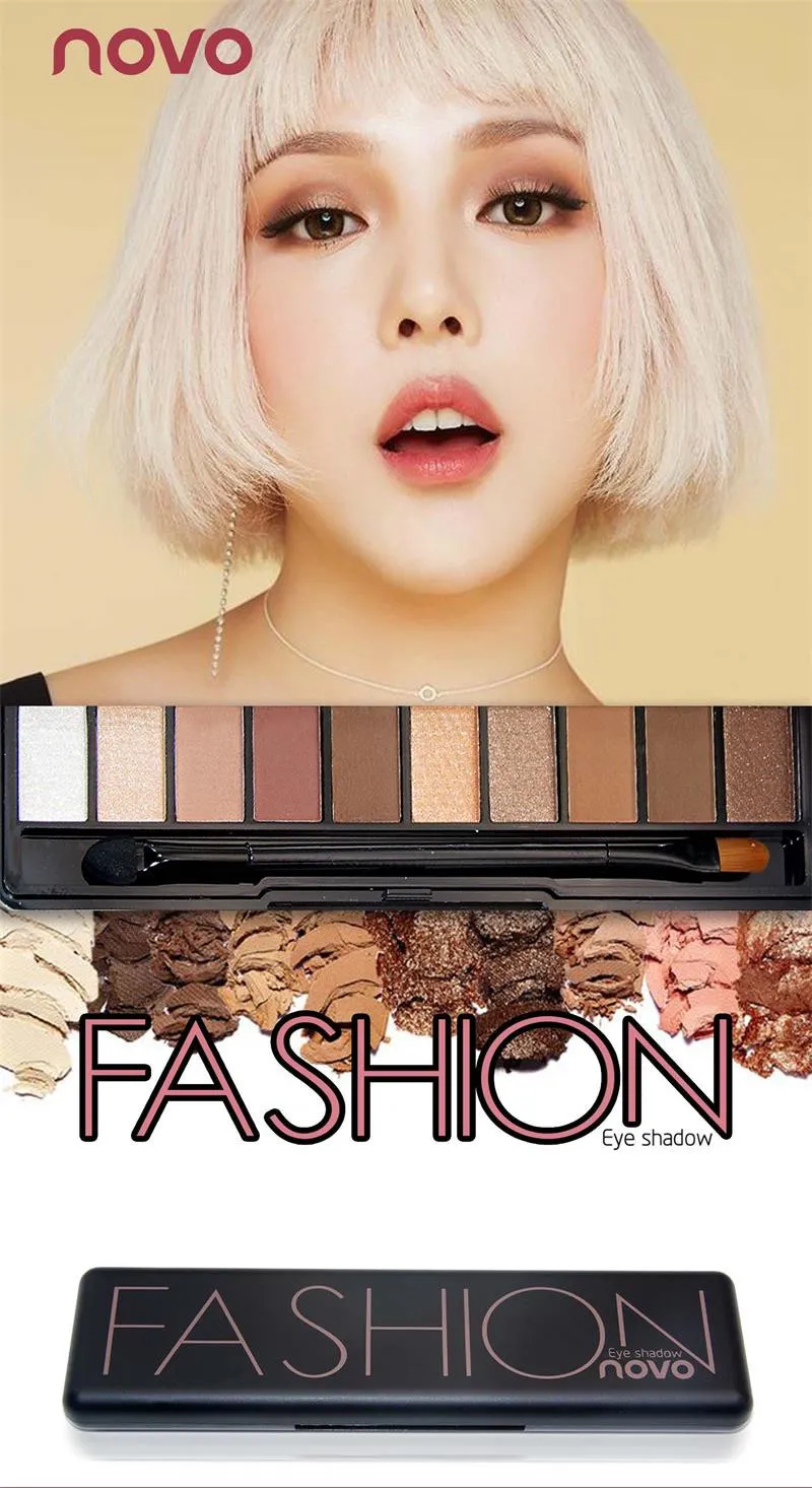 NOVO Brand Fashion 10 цветов Shimmer Matte Тени для век Палитры для макияжа Легкая палитра теней для век Натуральный макияж Набор косметики с B3165317