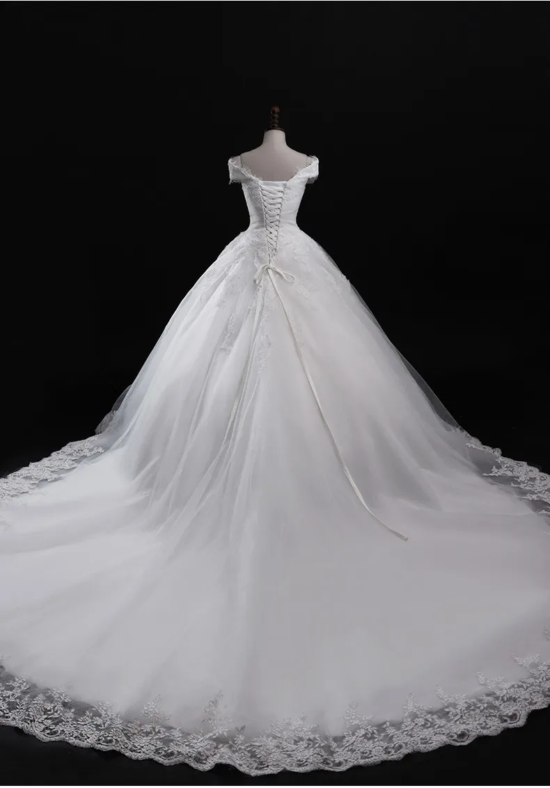 Foto reali Abito da ballo Abiti da sposa Pizzo Tulle Principessa Corsetto Indietro Paese Abiti da sposa occidentali Spalle Robe De Mariee