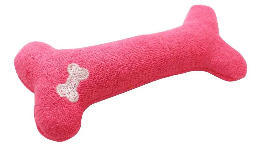 Plush Pet Dog Puppy Sound Toys Bone Kształt Puppy Cat Chew Squeaker Squeaky Pillow Solid Kolor Pięć kolorów l317H