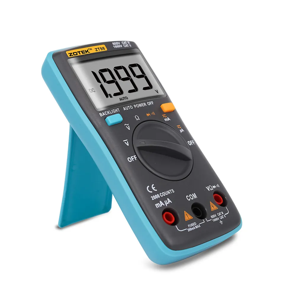 Zotek digitale multimeter, zt98 automatisch bereik, 2000counts 550V bescherming, automatische uitschakeling