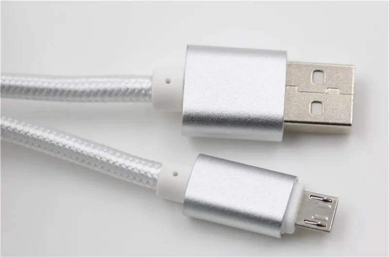 Metalowa obudowa Pleciona Kabel Micro USB 2.1A Wysoka prędkość Ładowanie Data ołowiu USB Typ C 1M / 3FT Długa żywotność