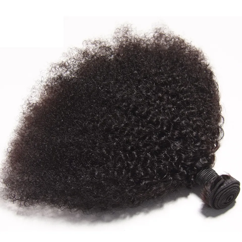 Brasilianisches unbehandeltes Afro-Menschenhaar, verworrene lockige Wellen, unverarbeitetes Remy-Haar, doppelte Tressen, 100 g/Bündel, 2 Bündelkann gebleicht gefärbt werden