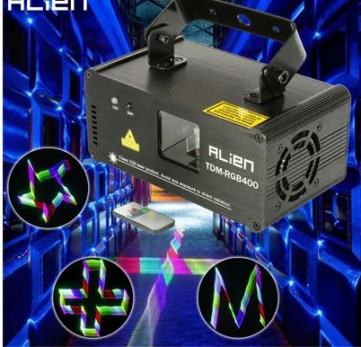 Nowy Styl Alien Remote 3D RGB 400MW DMX 512 Skaner Laserowy Projektor Etap Efekt oświetlenia Party Xmas DJ Disco Show Lights Full Color Light