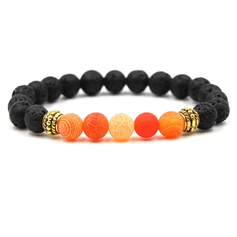 Oeil de tigre naturel perles de pierre de lave noire Bracelet breloques diffuseur d'huile essentielle intempéries pierres d'agate Bracelet élastique