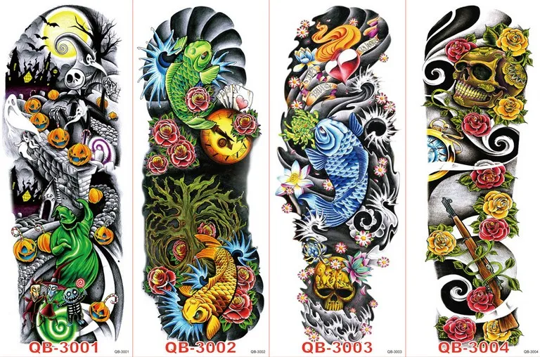 Unisex Body Art Full Arm Tatuaże 45 Styles Wodoodporna tymczasowe Przeniesienie do wody Tatuaże Naklejki Art Art 45x16cm