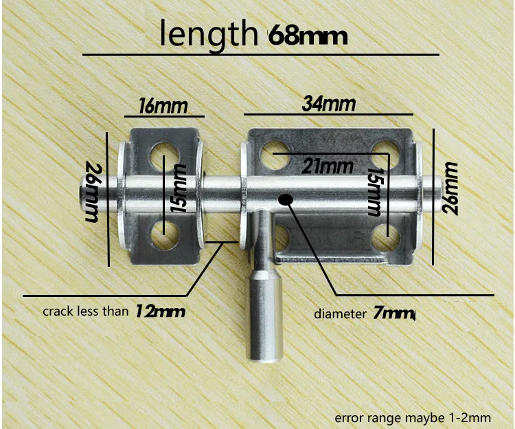 Livraison gratuite boulon de porte en acier inoxydable loquet de porte en bois fenêtre de la maison serrure de sécurité de l'hôtel pièce de quincaillerie domestique