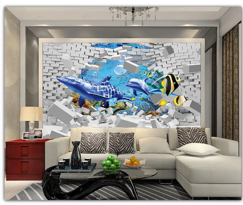 Foto Personalizza dimensioni Underwater World Dream 3D Stereo TV Sfondo parete pittura decorativa