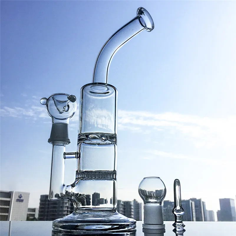 two function glass bong Comb perc bong with 18mm male joint dab rigs Turbine Perc water pipe WP1011