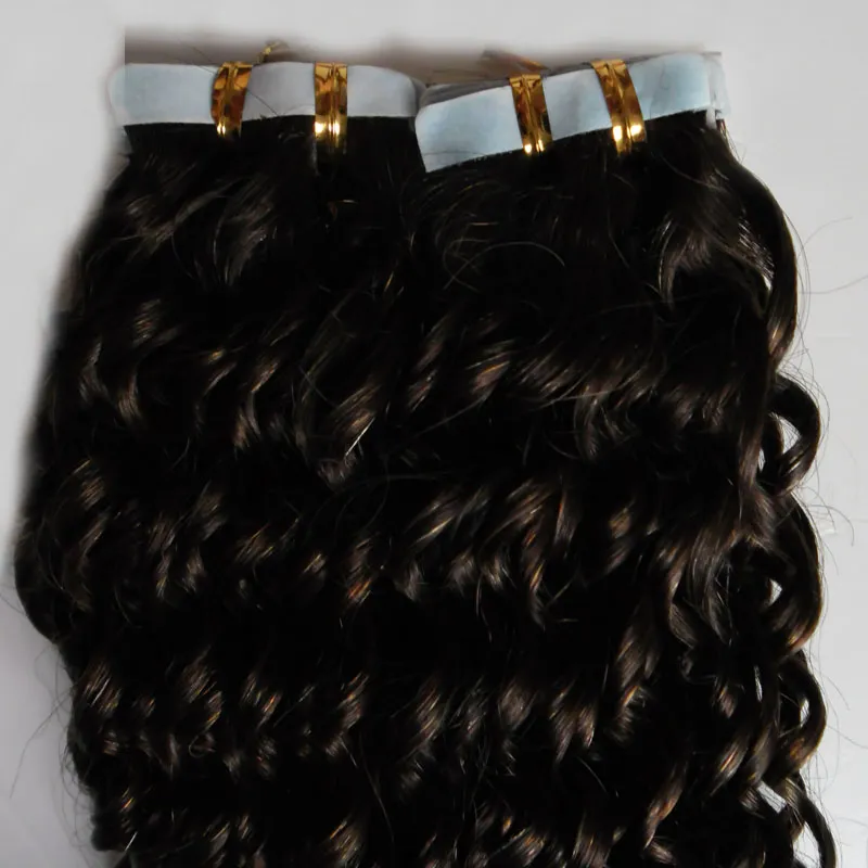 Tape In Human Hair Extensions kinky curly Skin Weft Tape In Remy Human Hair Extensions 100g seamless hair extensions