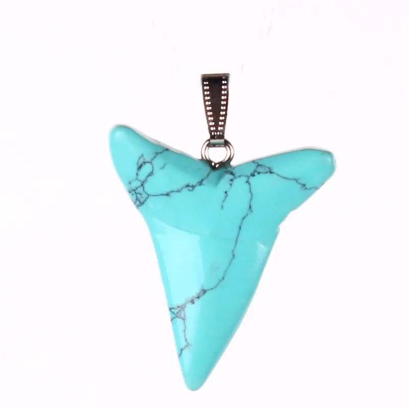 Green Aventurine Shark Teeth Tooth Luck & Prosperity Pendant Natural Stone Rose Quartz Love & Passion Charm for Women Colares Feminino