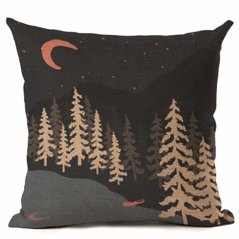 shabby chic home decor winter mountain cushion cover camp throw pillow case for sofa chair outdoor scenic pillowcase 45cm cojine2057