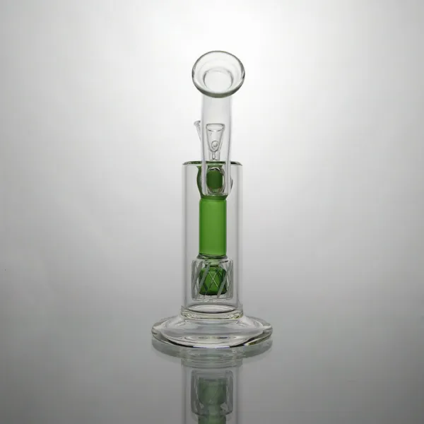 Bong Glass Water Rures Kolorowe bongowie wodne z zielonym wewnętrznym prysznicem bąbelek 8,6 cala 18 mm miski