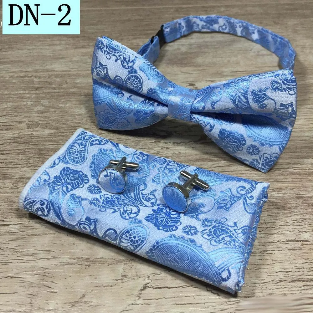 Ny design självbåge och hanky manschettknappar set silke jacquard vävda män fjäril bowtie fick fyrkantig handdukdräkt bröllop7167909