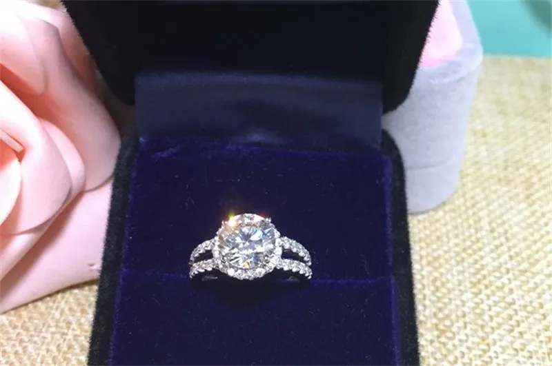 Yhamni Real Solid 925 Silver Wedding Rings Bijoux pour femmes 2 Carat Sona CZ Diamond Engagement anneaux accessoires XMJ5109317144