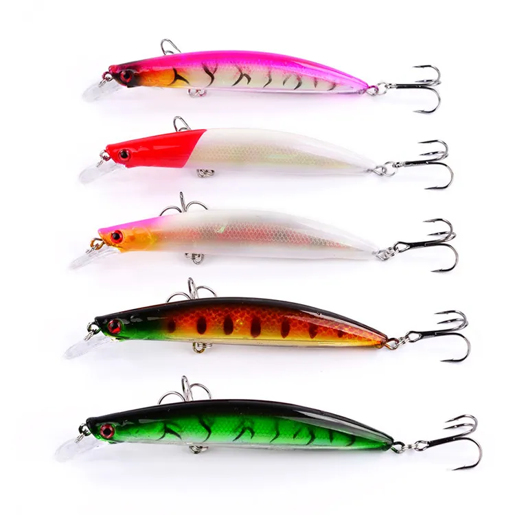 Nowy Plastikowy Minnow Laser Przynęty Wędkarskie 11.5 CM 14G 5Colors 4 # Hooks 3D Eye Eyes Artificial Lure Fishing Tackle