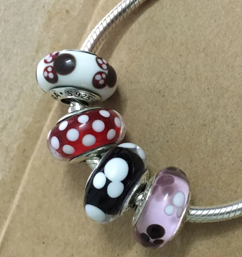 Loose Beads Handmade Lampwork 925 Sterling Silver Murano Glass Charm Bead Fits European Pandora Jewelry Bracelets