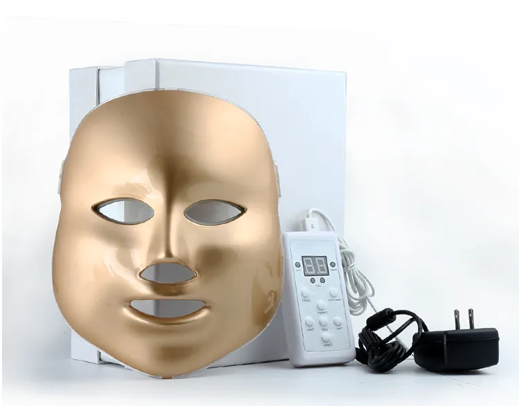 Weiß oder Gold 7 Farben PDT Photon LED Schöne Gesichtsmaske Hautverjüngung Faltenentfernung Elektrische Hautpflegemaschine Anti-Aging-LED-Maske