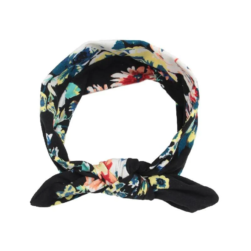 20 färger !Baby Flickor Pannband Rosett Barn Elastiskt Bomull Blomma Hårband Turban Knot Huvudbonader Nyfödd Bunny Ear Håraccessoarer