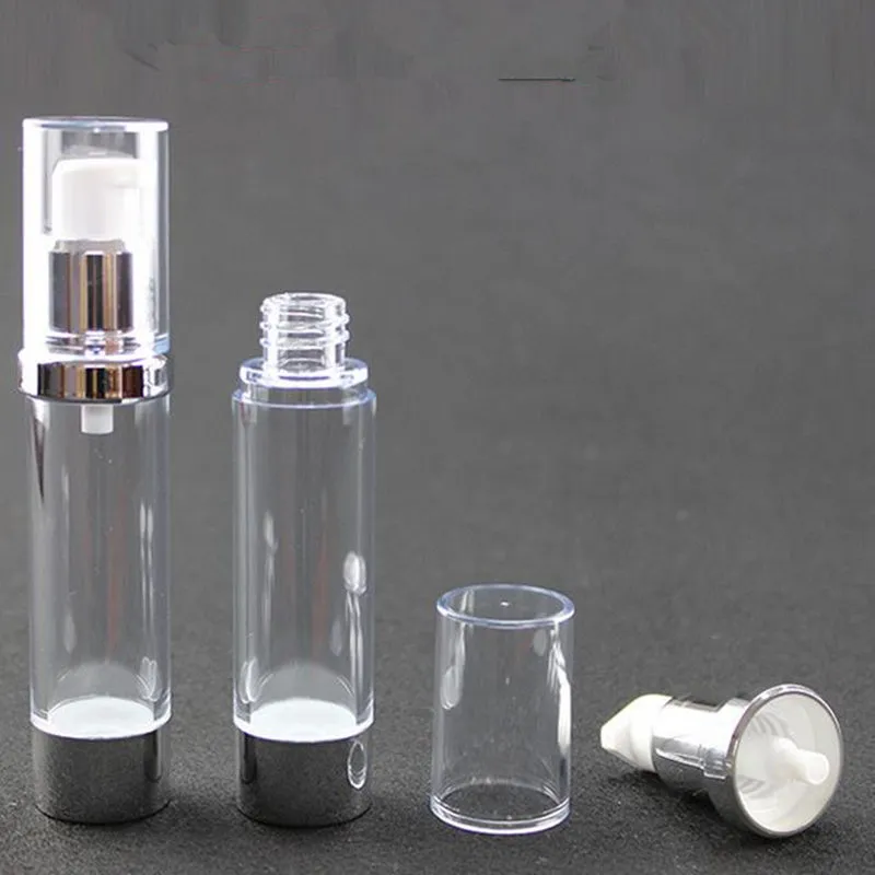 15 ml 20 ml 30 ml silberne nachfüllbare Flaschen Kosmetikverpackung Airless-Flaschen Kunststoff-Make-up-Behälter F20171398