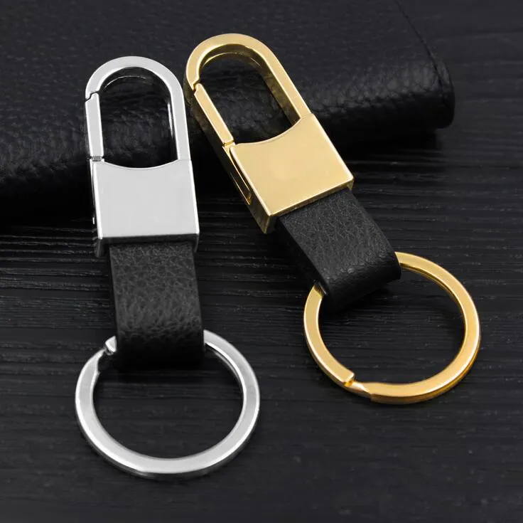 Custom Lettering Creative Business Men Leather KeyChain Metal Car Key Ring Waist Hanged Key Chains for Men Gift