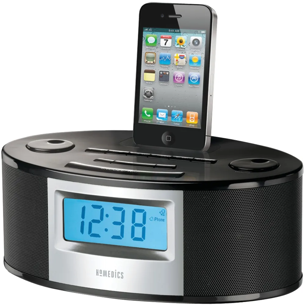 Homedics SS-6510 SoundSpa Fusion AM/FM Wekkerradio met iPod Docking Station, 6 Natuurlijke Geluiden en LCD Display