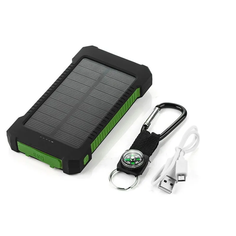 20000mAh Universal 2 USB-port Solar Power Bank Extern säkerhetskopiering Batteri med Retail Box för all telefon Samsung CellPphone Charger