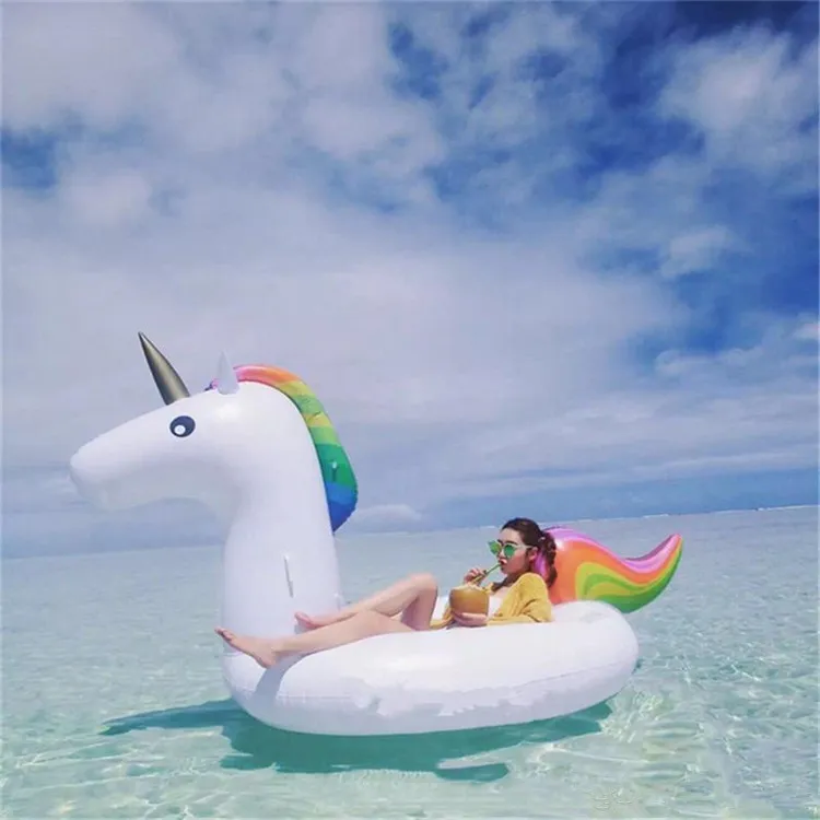 Summer Beach Toy Inflatable Float & Tubes Giant Unicorn Pegasus Water Swimming Float Raft Air Mattress Swim Ring Ride-On Pool DHL/Fedex Ship