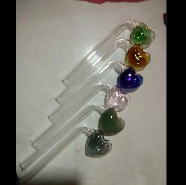Bend peach heart burner bongs accessories Glass Pipes Water Pipes Oil Rigs Smoking with Dropper Access
