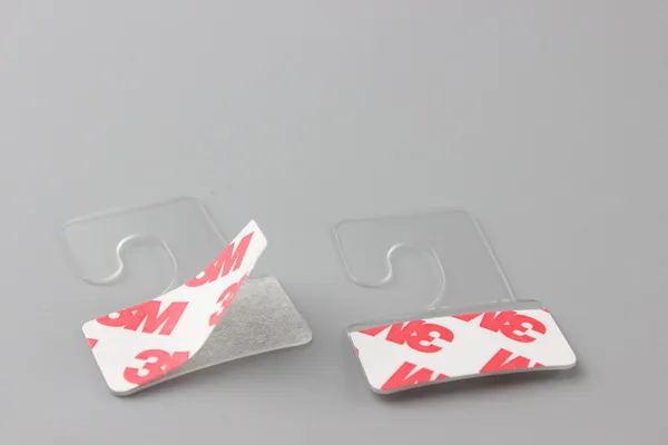 Self Adhesive PET Hang Tabs Plastic hook card merchandise package box bag hangers peghooks plastic display Jhook hanging tab9564298