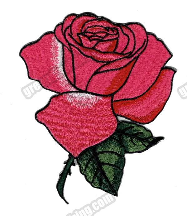 Embroidered Applique Iron Sew On Patches Red Rose Flower DIY Sewing Patch  Badge