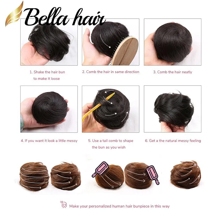 Bellahair 100 ٪ Human Hair Bun Extension Donut chignon hairpces لكل من النساء والرجال الفوري