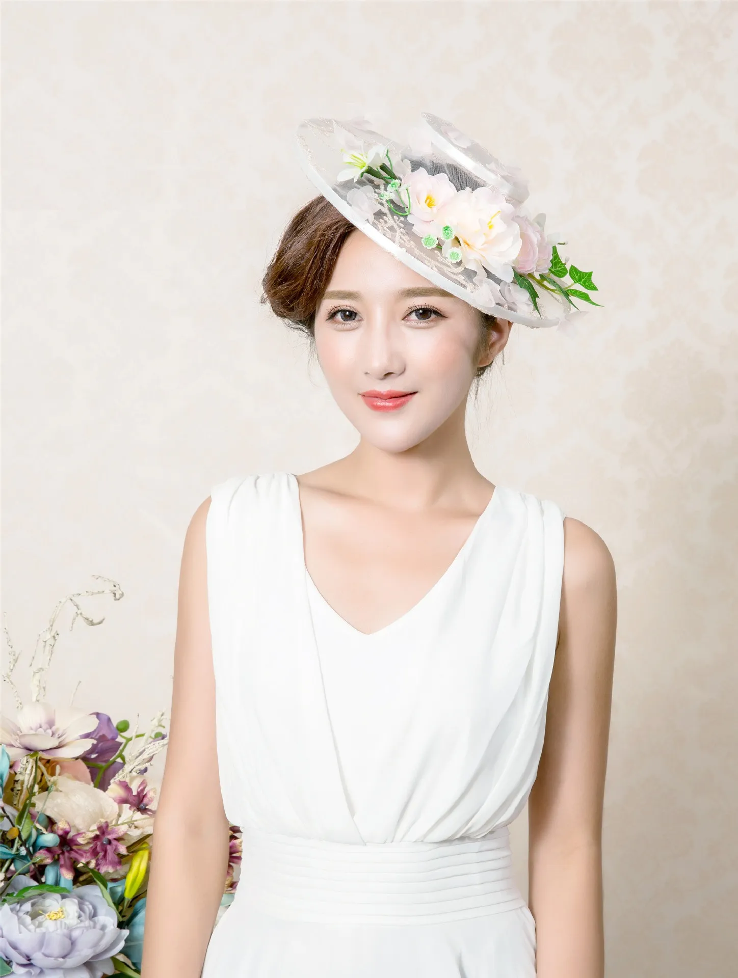 wedding hats headpieces for wedding white church hats wedding headpieces white flower linen top hat bridal headdress party accessories